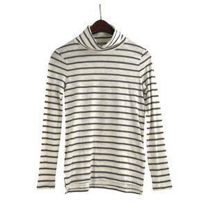 NWT Madewell Whisper Cotton Turtleneck Top Esme Stripe Womens XXS Classic Chic